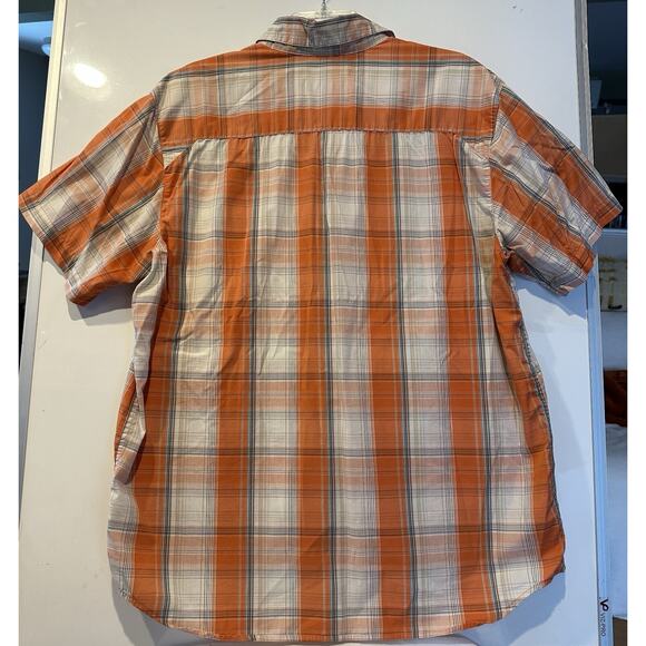Columbia Sportswear Shirt Omni Shade Orange Plaid Button Short Sleeve Mens Large - Picture 6 of 6
